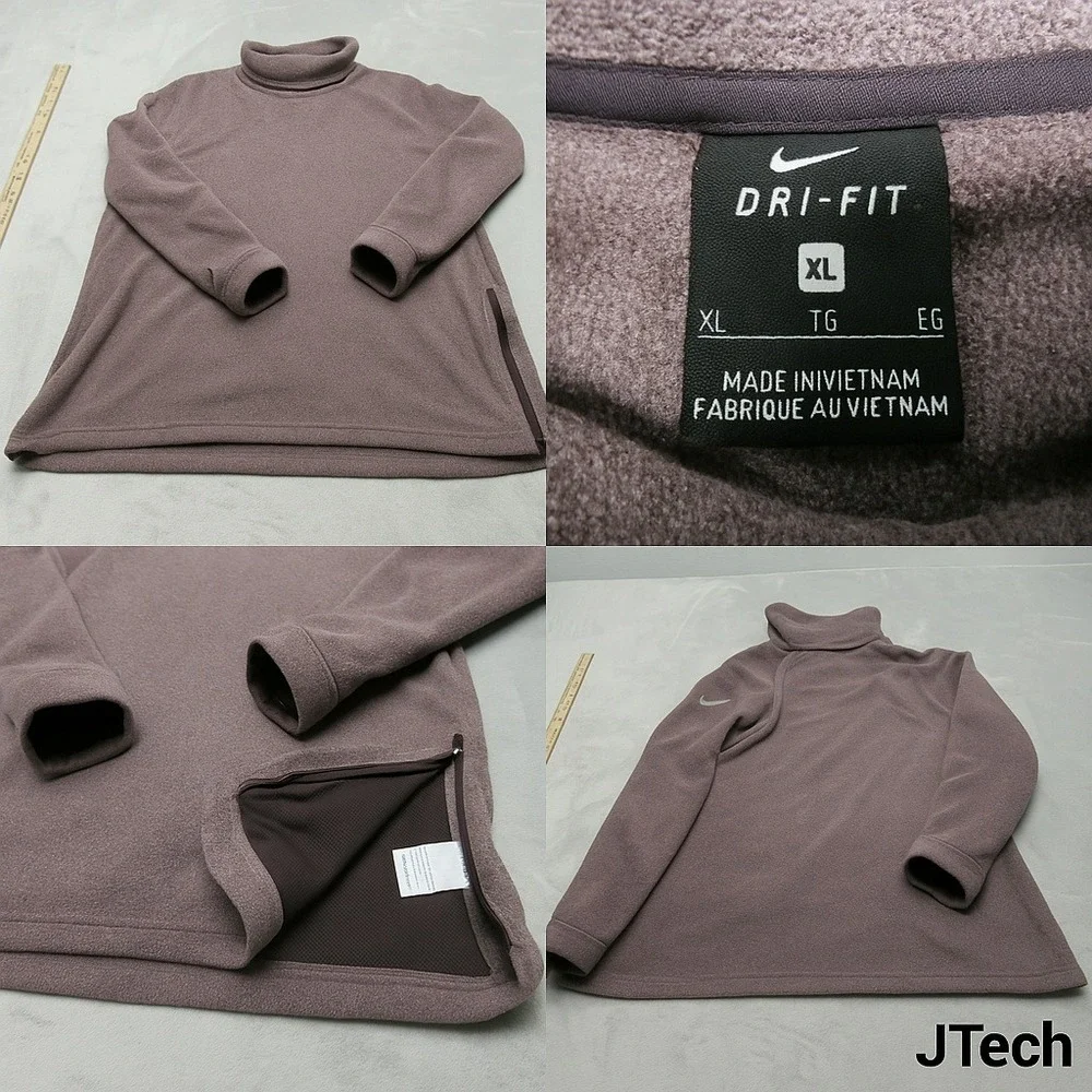 Nike Sweatshirt Womens XL‎ Purple Soft Dri-FIT Funnel Neck Soft Fleece Pullover